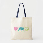 Love, Elephant and Peace Canvas Bags