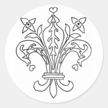 Love Fleur de Lis Round Sticker