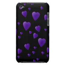 Love Hearts Pattern in Black and Purple. iPod Touch Case