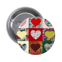 Love Hearts Quilt Pinback Buttons