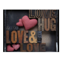 love hug hearts postcard
