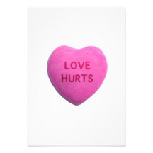 Love Hurts Pink Candy Heart Personalized Announcement
