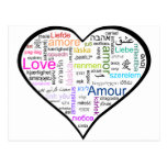 Love in all languages Heart Post Card