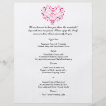 Love in Any Language in Hot Pink Wedding Menu Flyers