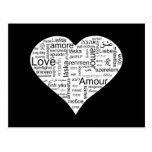 Love in many languages Heart Post Card