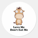 Love Me Don't Eat Me Cow Design Round Stickers