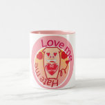 Love me Hate me pink pig mug