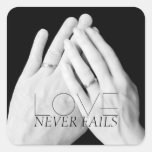 Love Never Fails Married Hands Square Stickers
