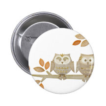 Love Owls in Tree Button