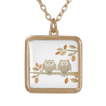 Love Owls in Tree Necklace