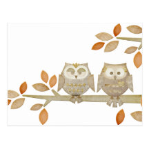 Love Owls in Tree Postcard