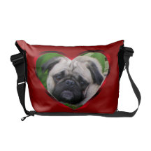Love Pug dog Richshaw messenger bag