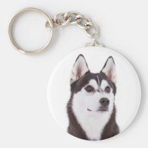 Love Siberian Husky Puppy Dog Portrait Keychain