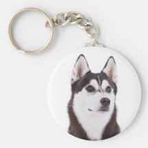 Love Siberian Husky Puppy Dog Portrait Keychain