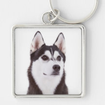 Love Siberian Husky Puppy Dog Portrait Keychain