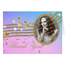 Love Song Notes Thank You with Photo Greeting Card