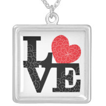 Love Squared Floral Imprint Pendants