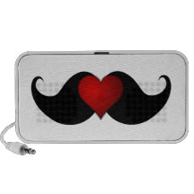 LOVE THE STACHE Heart w/Mustache Moustache Mini Speakers