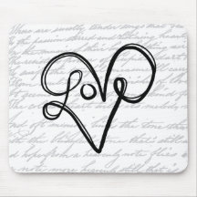 Love Typography Text Art Mouse Pads