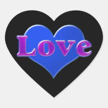Love with blue heart on black background stickers