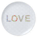 Love word art polka dot plate