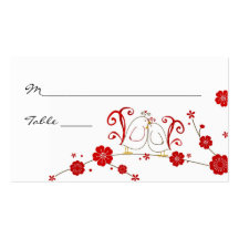 Lovebirds and Cherry Blossoms Place Cards Business Card Template
