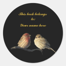 Lovebirds Bookplate Round Stickers