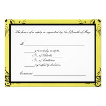 Lovebirds Lemon Yellow & Black Custom RSVP Cards