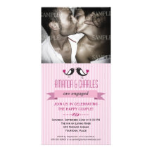 Lovebirds Pink Engagement Photo Card