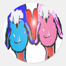 LOVEBIRDS ROUND STICKER