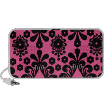 lovely black damask on bright pink chic design iPhone speaker