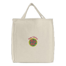 Lovely Christmas Poinsettia Embroidered Tote Bag