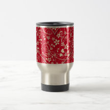 Lovely heart on red coffee mug