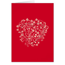 Lovely heart on red greeting cards
