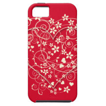 Lovely heart on red iPhone 5 case