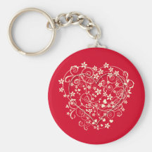 Lovely heart on red keychains
