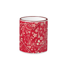 Lovely heart on red mug