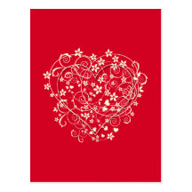 Lovely heart on red post card