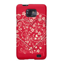 Lovely heart on red samsung galaxy SII cover