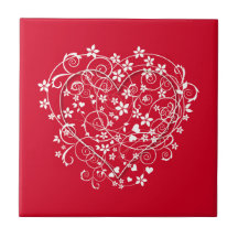 Lovely heart on red tiles