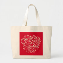 Lovely heart on red tote bag