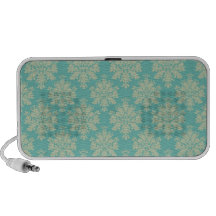 lovely intricate aqua sage green damask iPod speaker