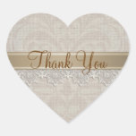 Lovely Lace & Burlap Chic Thank You Heart Sticker