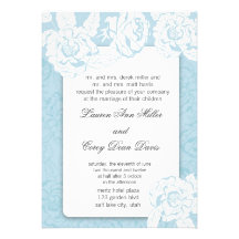 lovely light blue floral wedding or shower personalised announcements