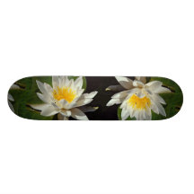 Lovely Nymphaea albida, white, hardy water lily Skate Board Decks