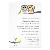 Lovely Owls Custom Wedding Personalised Announcements