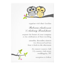 Lovely Owls Custom Wedding Invitation