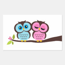Lovely Owls Rectangular Stickers