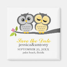 Lovely Owls Save the Date Refrigerator Magnet