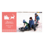 Lovely Santa Christmas Photo Card (Coral)